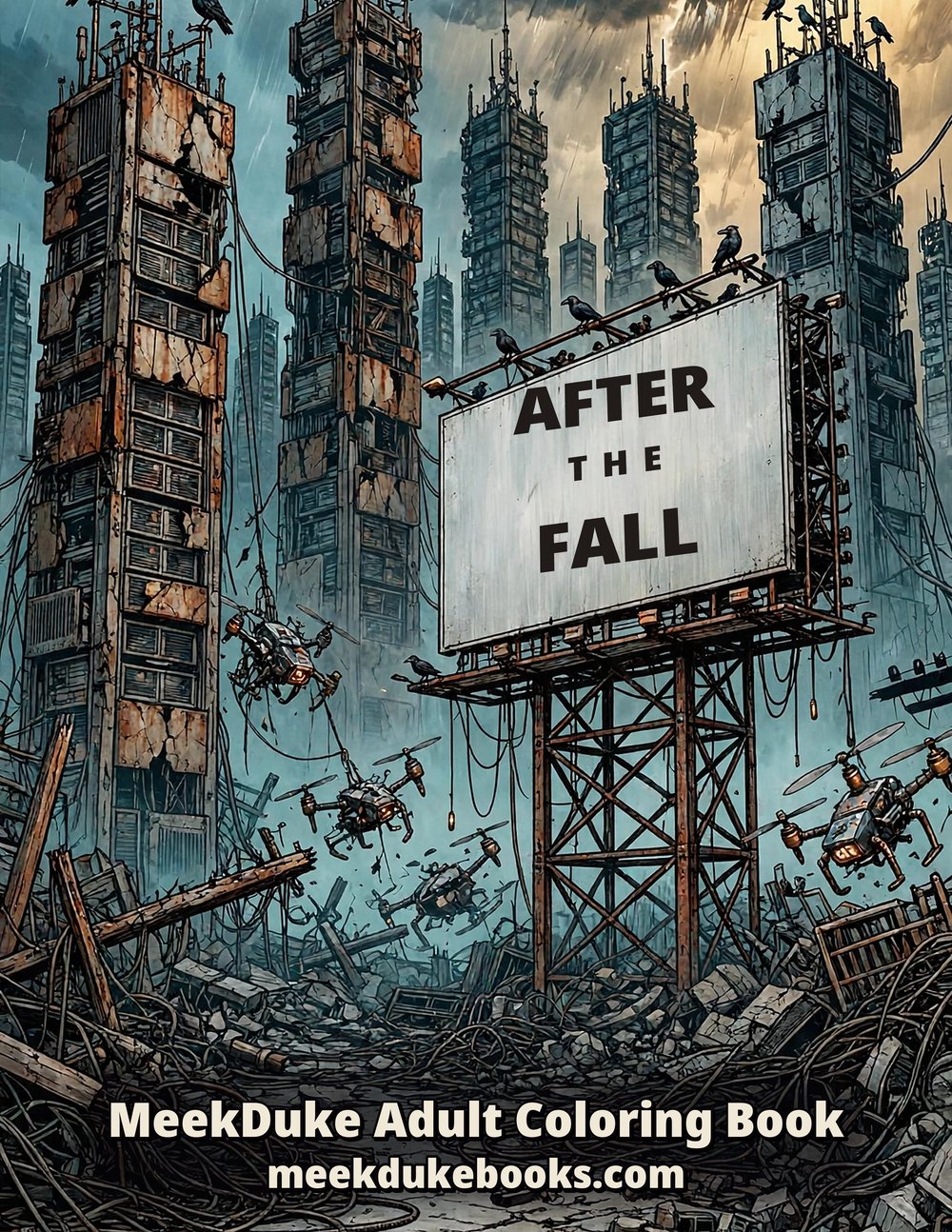 After the Fall coloring book cover — ruins under a wide sky