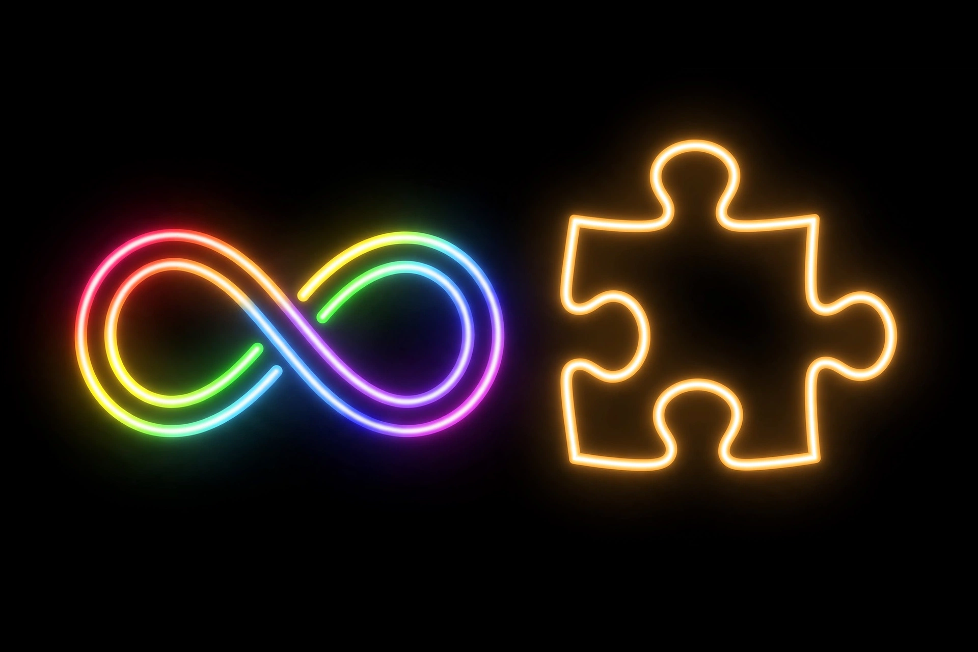 Both Symbols — Infinity + Puzzle Piece neon sign design