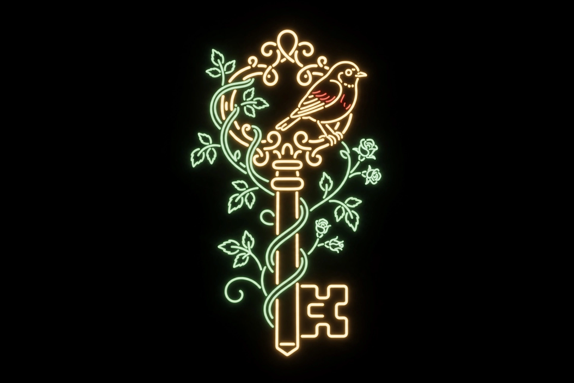 Secret Garden Key neon sign design