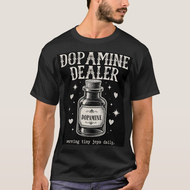 Dopamine Dealer — Oddly Wired ADHD Funny Black  T-Shirt — product photo