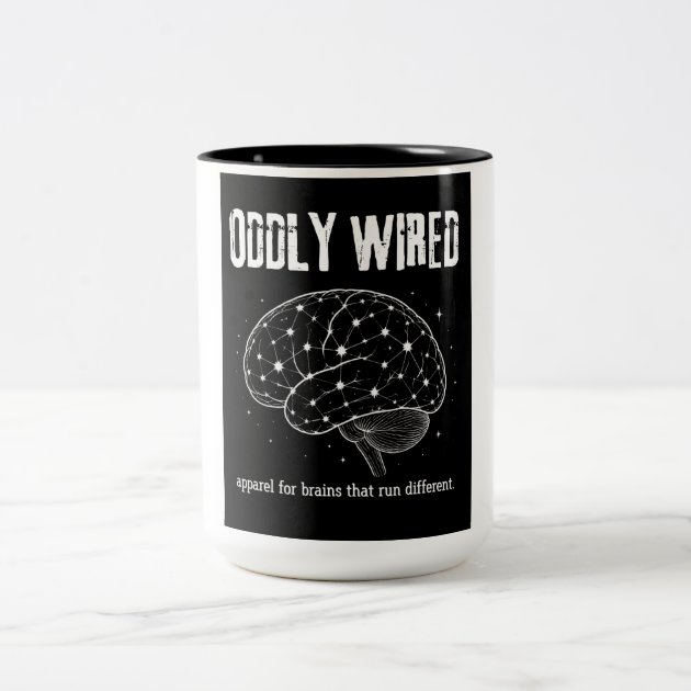Oddly Wired Flagship—Neurodivergent Pride Black  Two-Tone Coffee Mug — product photo