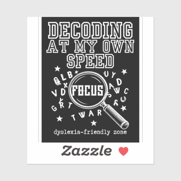 Decoding—Oddly Wired Dyslexia Pride Black  Sticker — product photo