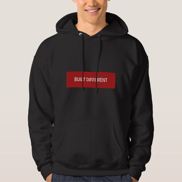 Built Different Red Box Logo Black Hoodie — product photo