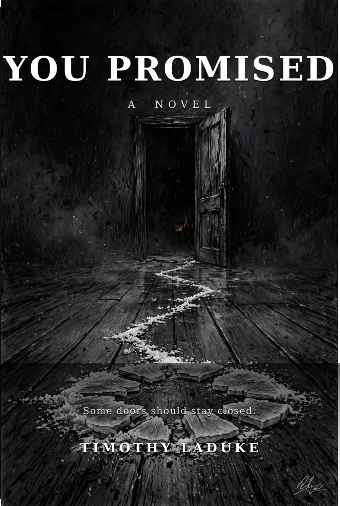 You Promised book cover — an open door and a broken salt line